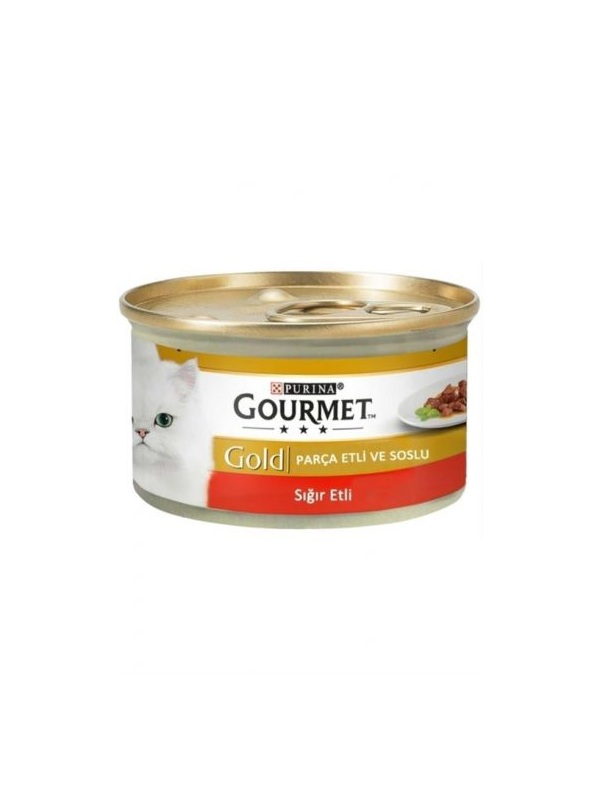 Gourmet Gold Parça Etli Sığırlı Yetişkin Kedi Konservesi 85 Gr