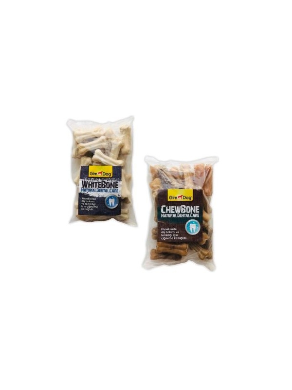 Gimdog Mordimi Press Naturel Kemik 5  cm (25'li Paket) + Beyaz Kemik Köpek Ödülü 5 Cm (25'li Paket)