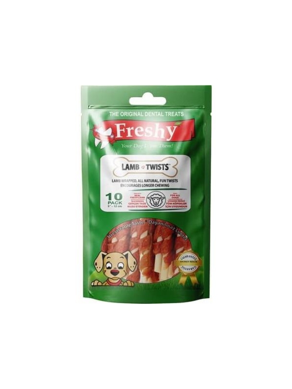 Freshy Lamb Twist Kuzu Eti Sarılı Burgu Çubuk Köpek Ödülü  10 Adet
