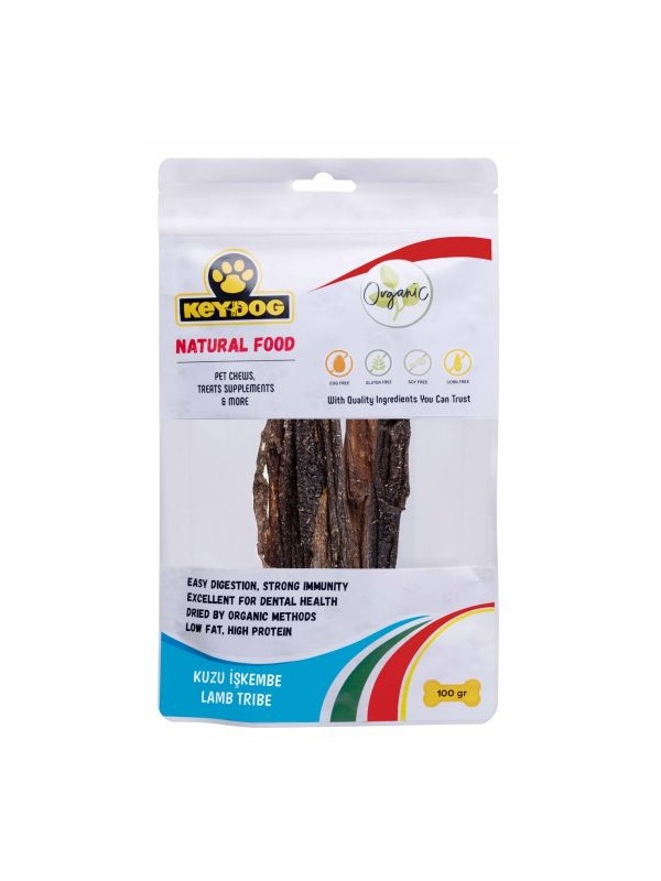 Keydog Natural Food Kuzu İşkembe Doğal Köpek Ödülü 100 g