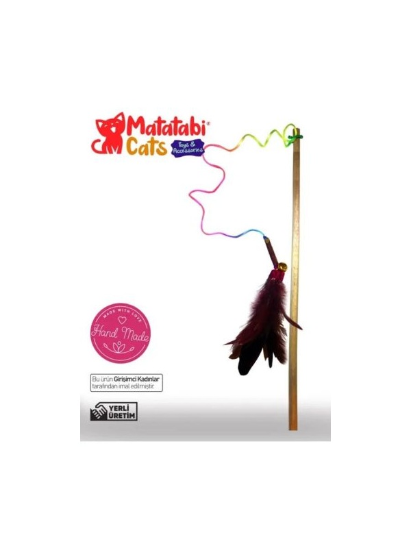 Matatabi Cats Çubuklu Ahşap Saplı Kedi Oltası, Kedi Oyuncağı 50 Cm (kedi Otu Içermez)