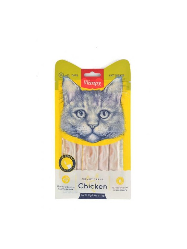 Wanpy Tavuklu Sıvı Kedi Ödül Maması 5x14 Gr
