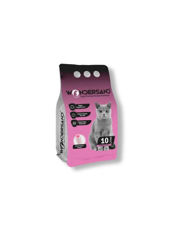 WonderSand Bebek Pudra Kokulu İnce Taneli Topaklanan Beyaz Bentonit Kedi Kumu 10 lt