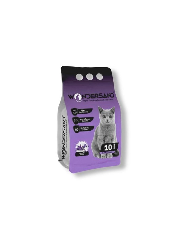 WonderSand Lavanta Kokulu İnce Taneli Topaklanan Beyaz Bentonit Kedi Kumu 10 lt