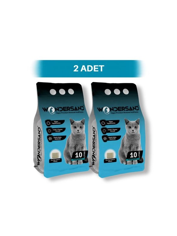 WonderSand Marsilya Sabunu Kokulu İnce Taneli Topaklanan Beyaz Bentonit Kedi Kumu 2 x 10 lt