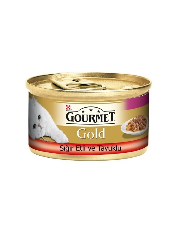 Gourmet Gold Sığır Etli ve Tavuklu Yetişkin Konserve Kedi Maması 85 Gr