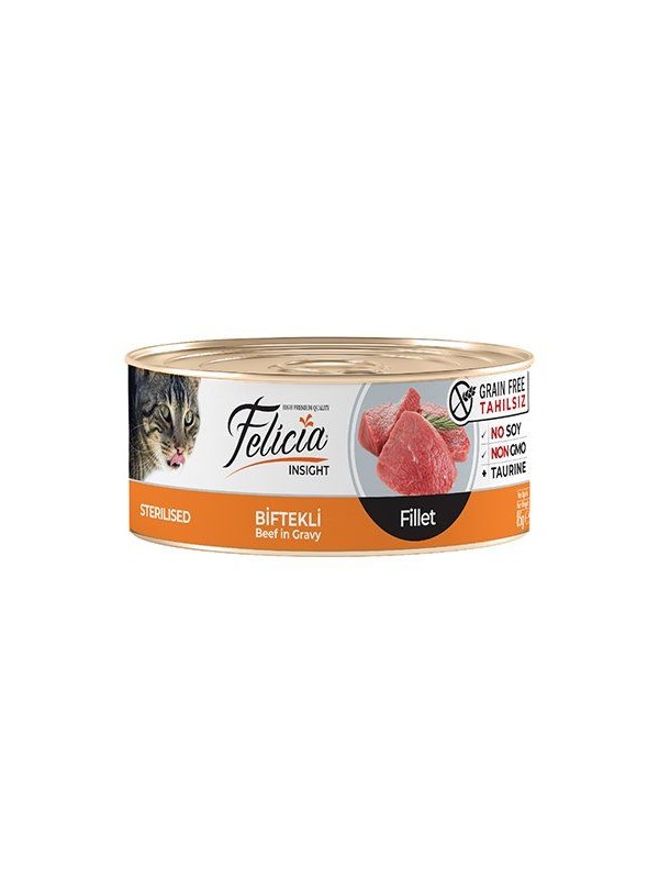Felicia Tahılsız Biftekli Fileto Kısırlaştırılmış Konserve Kedi Maması 85 Gr