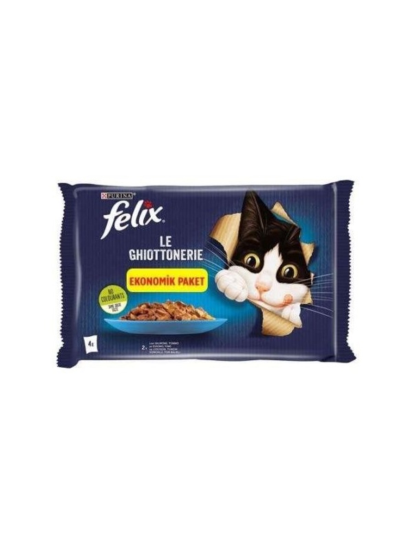 Felix Multi Pouch Somonlu ve Ton Balıklı Yaş Kedi Maması 4 X 85 Gr