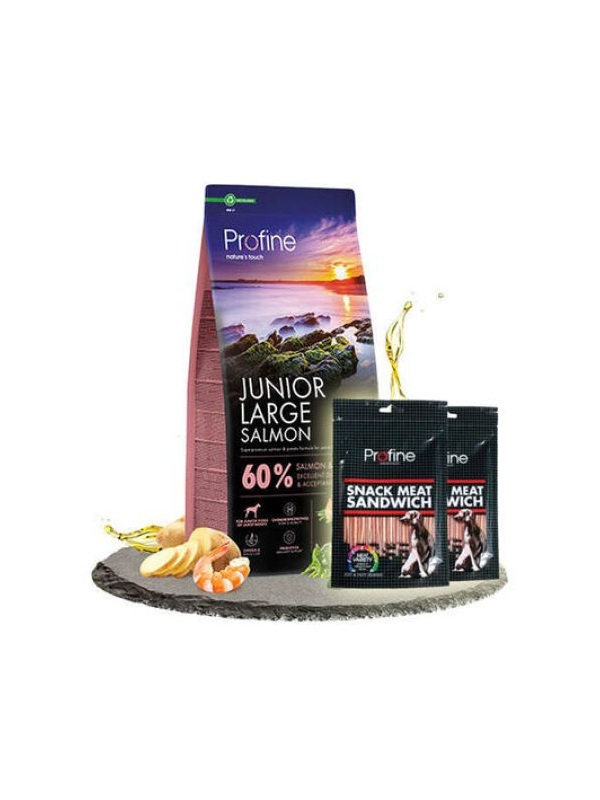 Profine Junior Large Somonlu Yavru Köpek Maması 12 Kg + 2 Adet Profine Köpek Ödülü