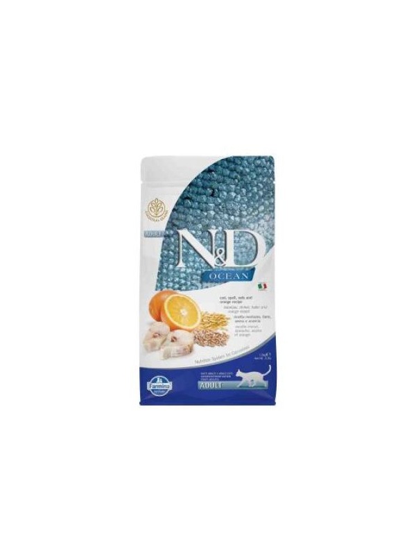N&D Ocean Düşük Tahıllı Morina Balıklı Portakallı Yetişkin Kedi Maması 1,5 kg
