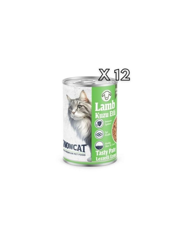 Snow Cat Premium Kıyılmış Kuzu Etli Kedi Konservesi 12 Adet*400 G