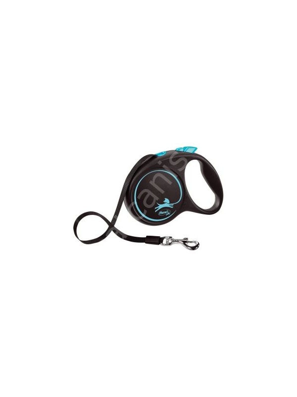 Flexi Black Desing Medium 5 m Şerit Mavi Otomatik Köpek Gezdirme Tasması