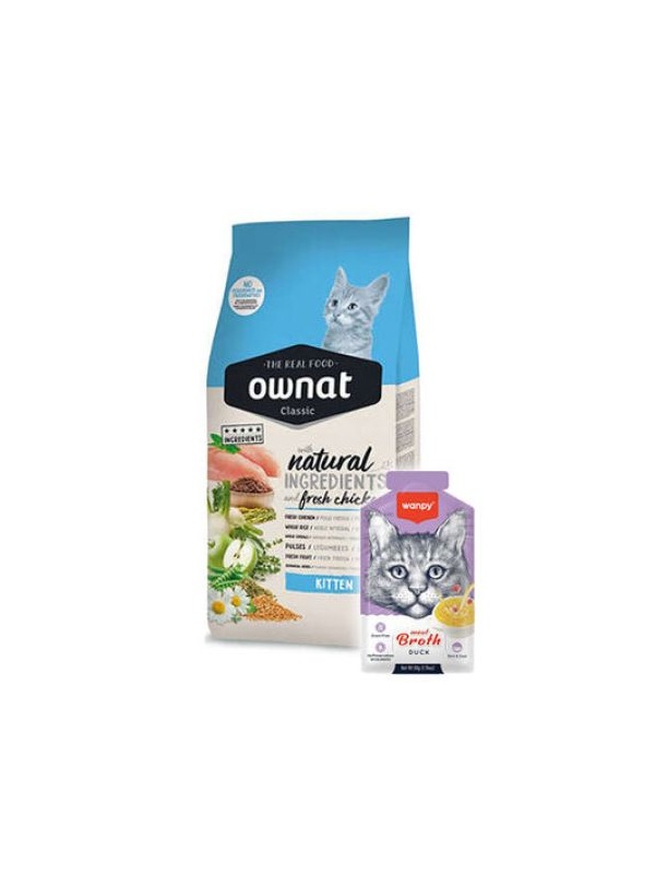 Ownat Classic Kitten Tavuklu Yavru Kedi Maması 1,5 Kg + Wanpy 50 Gr Kedi Çorbası