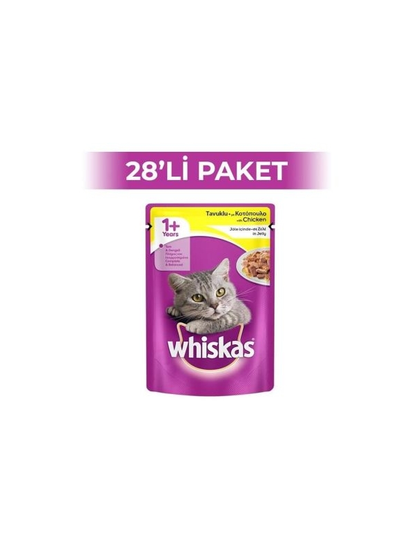 Whiskas Pouch Tavuklu Yetişkin Kedi Konserve Maması 85 gr 28 Adet