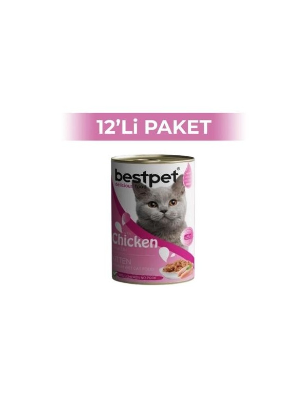 BestPet Tavuklu Yavru Kedi Konservesi 400 gr 12 Adet