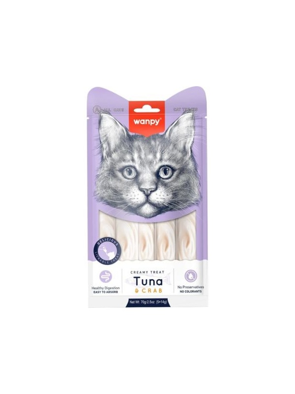 Wanpy Ton Balığı ve Yengeç Kremalı Yetişkin Kedi Ödülü 5 x 14 G