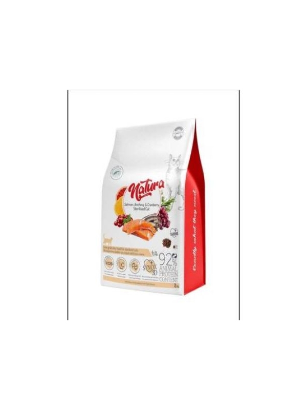 Natura Premium Somonlu Yaban Mersinli Düşük Tahıllı Kısırlaştırılmış Yetişkin Kedi Maması 2 kg