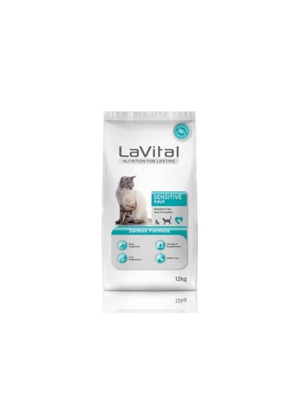 LaVital Sensitive Hassas Sindirim Sistemine Sahip Kediler İçin Somonlu Yetişkin Kedi Maması 12 kg
