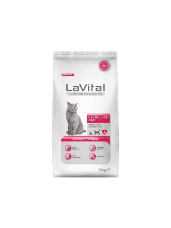LaVital Sterilised Somonlu Kısırlaştırılmış Yetişkin Kedi Maması 1,5 kg