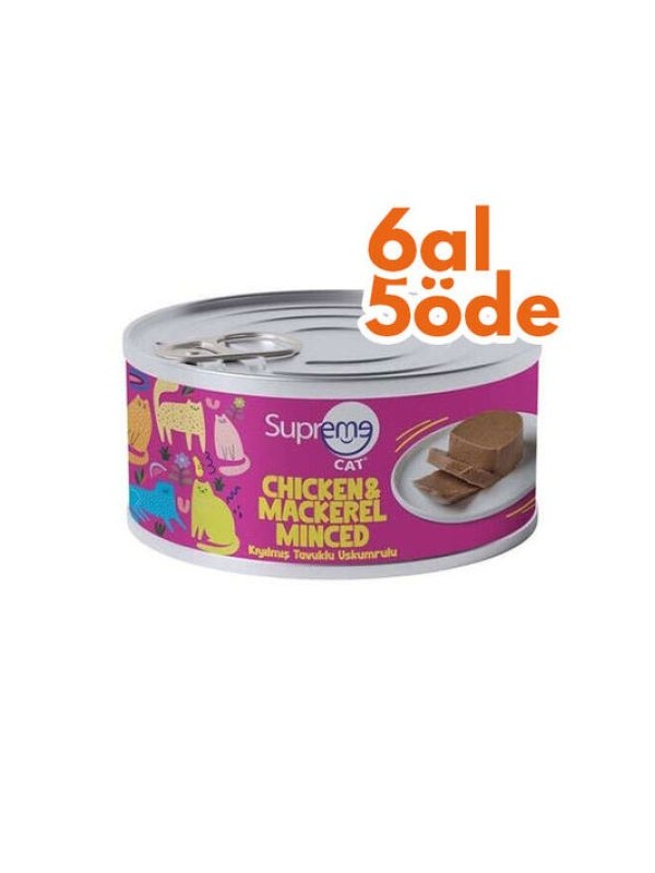Supreme Tavuk Etli ve Uskumru Kıyılmış Kedi Yaş Maması 85 Gr - 6 Al 5 Öde