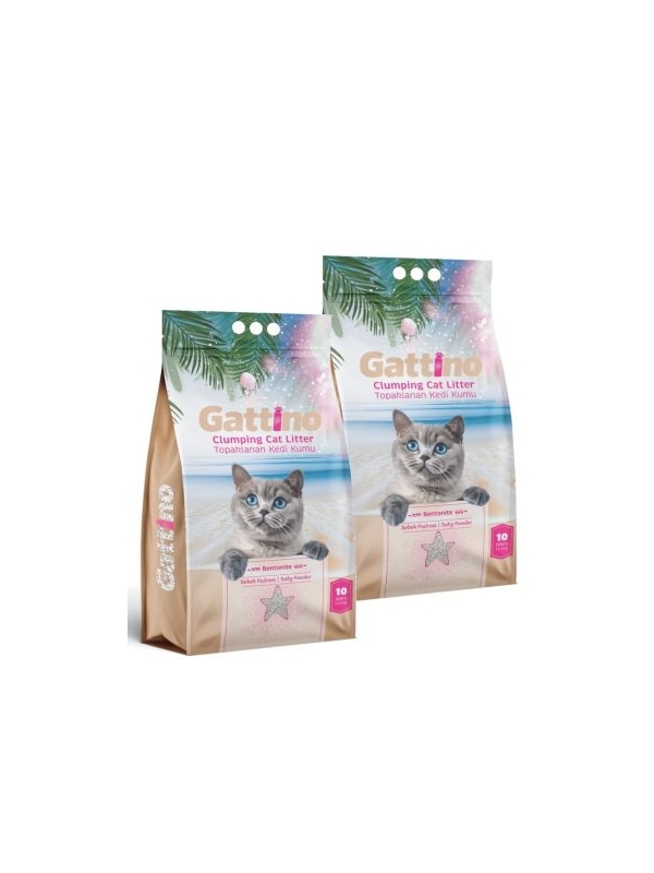 GATTINO Topaklaşa Pudralı Kedi Kumu 10L X 2Adet