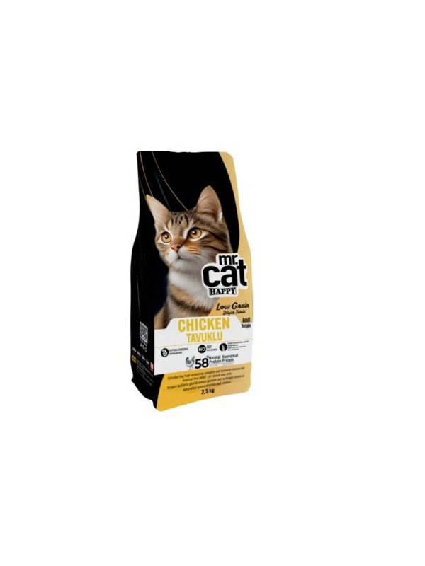Mr. Cat Happy Low Grain Tavuklu Yetişkin Kedi Maması 2500 G