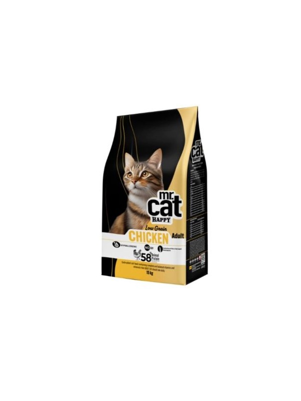 Mr. Cat Happy Low Grain Tavuklu Yetişkin Kedi Maması 15 KG