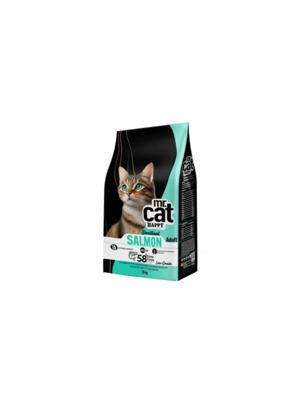 Mr. Cat Happy Kısırlaştırılmış Somonlu Kedi Maması 15 KG