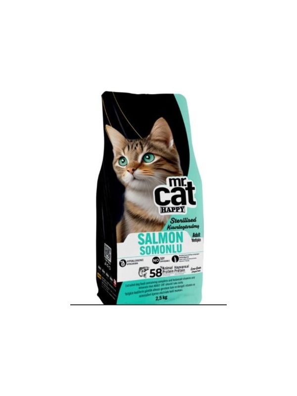 Mr. Cat Happy Kısırlaştırılmış Somonlu Kedi Maması 2500 G