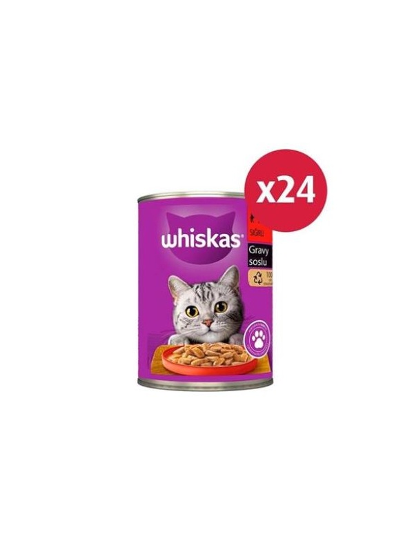 Whiskas Konserve Sığırlı Kedi Mama 24 X 400 gr