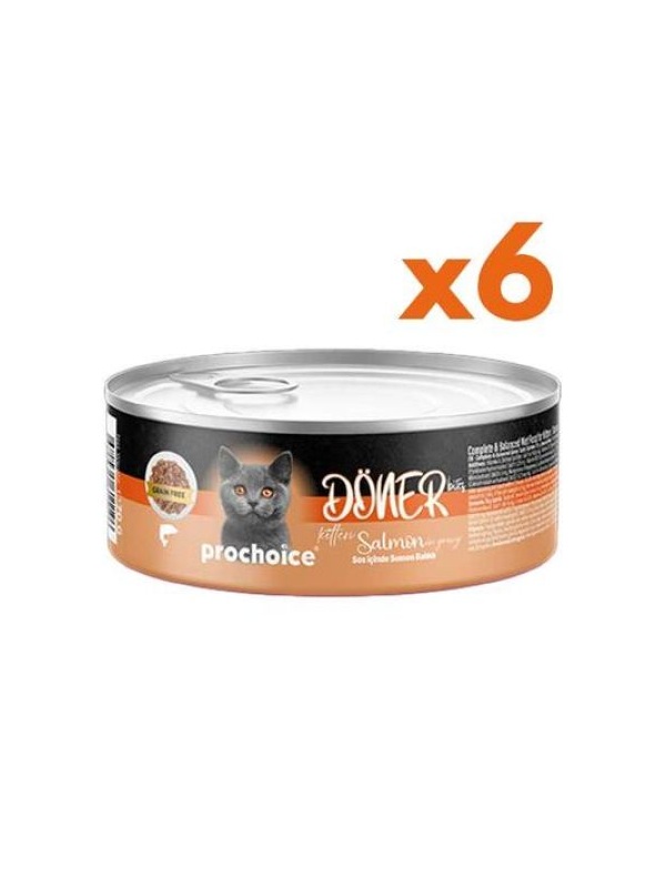 ProChoice DÖNER Bites Kitten Sos İçerisinde Somonlu Yavru Kedi Yaş Maması 70 Gr x 6 Adet