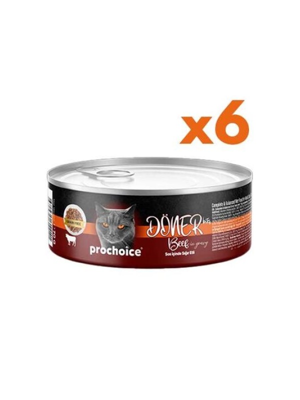 ProChoice DÖNER Bites Adult Sos İçerisinde Dana Etli (Biftekli) Kedi Yaş Maması 70 Gr x 6 Adet