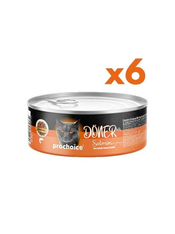 ProChoice DÖNER Bites Adult Sos İçerisinde Somonlu Kedi Yaş Maması 70 Gr X 6 Adet