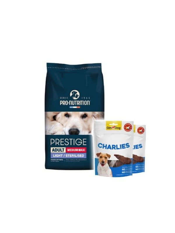 Pro Nutrition Prestige Light Sterilised Yetişkin Köpek Maması 15 Kg + 2 Adet Gimdog 70 Gr Köpek Ödülü