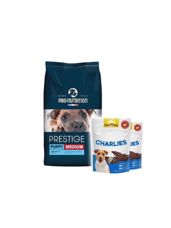 Pro Nutrition Prestige Puppy Orta Irk Yavru Köpek Maması 12 Kg + 2 Adet Gimdog 70 Gr Köpek Ödülü