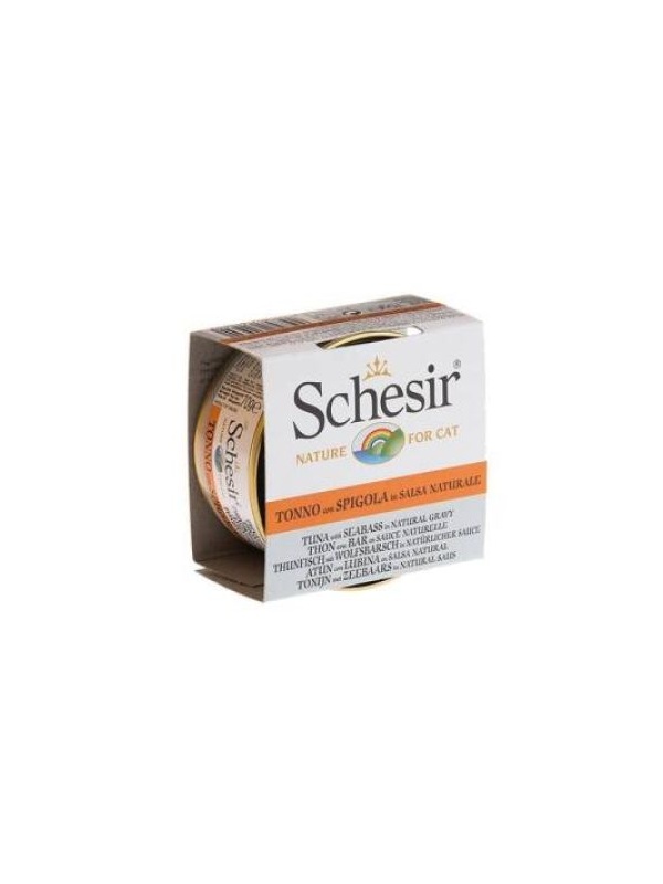 Schesir Ton Balıklı ve Levrekli Et Suyunda Yetişkin Kedi Konservesi 70 Gr