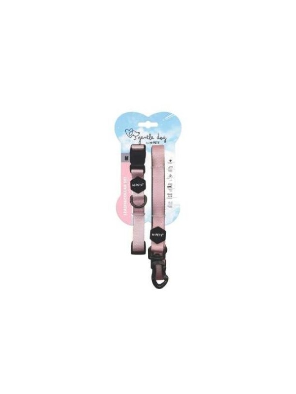 M-Pets Gentle Köpek Boyun Tasması ve Gezdirme Kayışı Seti Pembe M