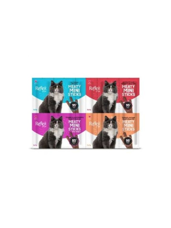 Reflex Plus Mini Mix Somonlu Kuzulu Biftekli ve Kısır Tavuklu Kedi Ödül Maması 40 gr 20'li