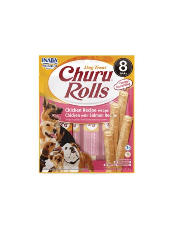 Inaba Churu Rolls Sticks Tavuk Sargılı Somonlu Köpek Ödül Maması 8 x 12 Gr