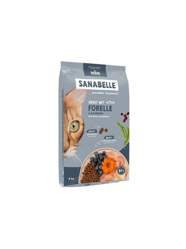 Sanabelle Life Alabalıklı ve Yaban Mersinli Yetişkin Kuru Kedi Maması 8 Kg