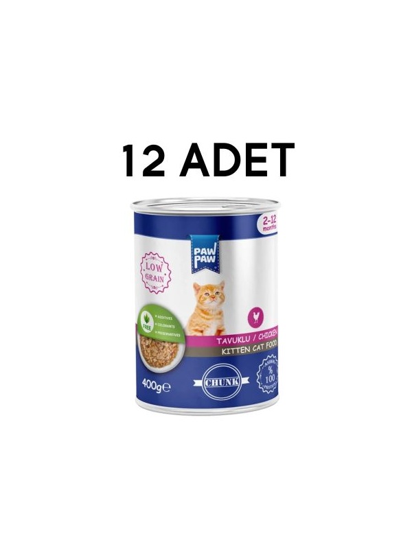 Paw Paw Tavuklu Yavru Kedi Konservesi 400 gr X 12 Adet