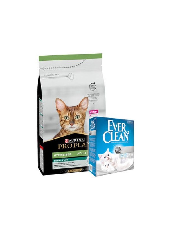 Pro Plan Kısırlaştırılmış Tavşanlı Kedi Maması 10 Kg + Everclean 10 Lt Kedi Kumu