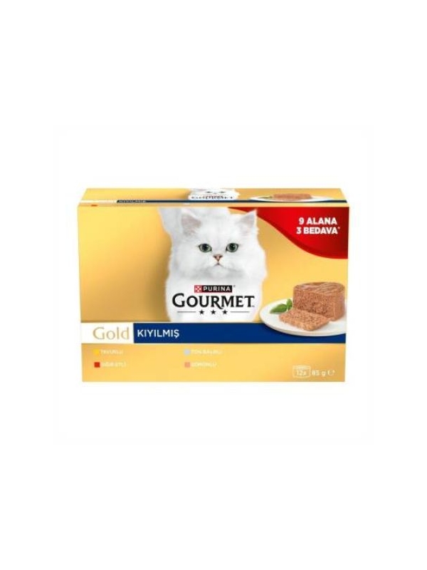 Gourmet Gold Kıyılmış Karışık Çeşitli Yetişkin Kedi Konservesi 85 gr 12 AL 9 ÖDE