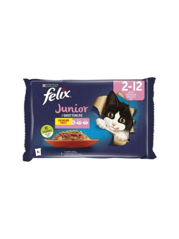 Felix Junior Pouch Ekonomik Paket Tavuklu Yavru Kedi Konservesi 4'lü 85 gr
