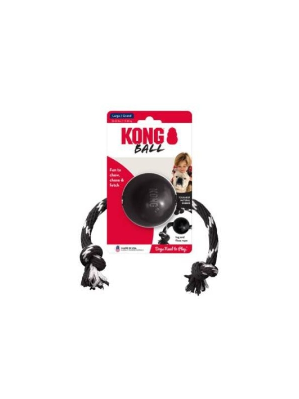 Kong Extreme Top Şeklinde Sesli ve İp Sallantılı Köpek Oyuncağı Ultra Sert L