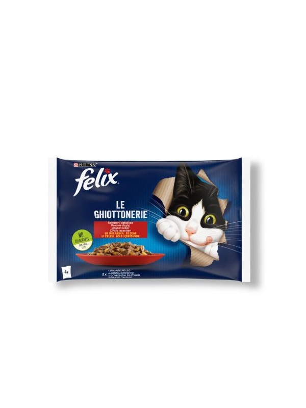 Felix Sığır Etli ve Tavuklu Pouch Yetişkin Kedi Yaş Maması 4 x 85 gr