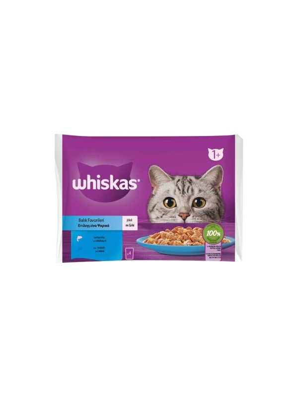 Whiskas Balık Favorileri Somonlu ve Ton Balıklı Pouch Yetişkin Kedi Yaş Maması 4 x 85 gr