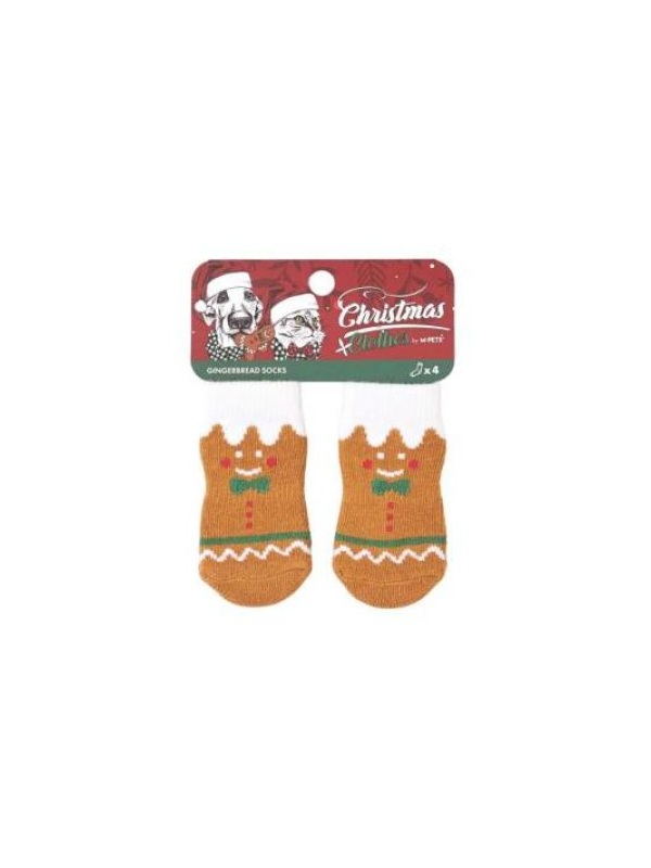 M-PETS Chrıstmas Gıngerbreaad Kaymaz Tabanlı Çorap 4lü