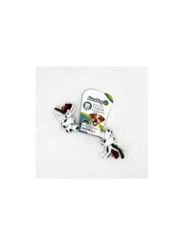 Euro Dog İki Düğümlü Kalın Diş Kaşıma İpi Köpek Oyuncağı Beyaz/Yeşil 15 Cm