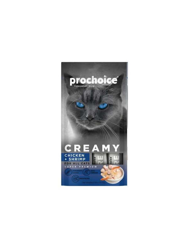 Prochoice Creamy Tavuklu ve Karidesli Krema Kedi Ödül Maması 4 x 15 gr